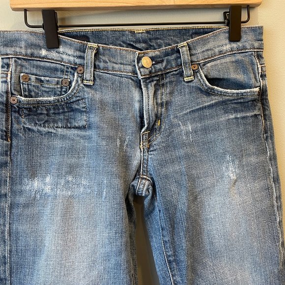 Citizens of Humanity Distressed Raw Hem Straight Leg Low Waist Ankle Jeans 27 - Picture 3 of 9